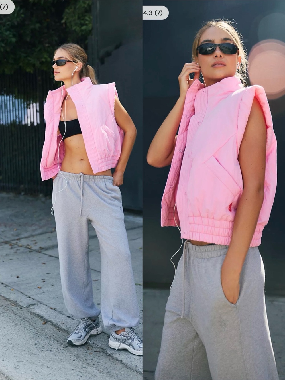 Free People Scrunch Time Puffer Vest in Pink Aura , size Large